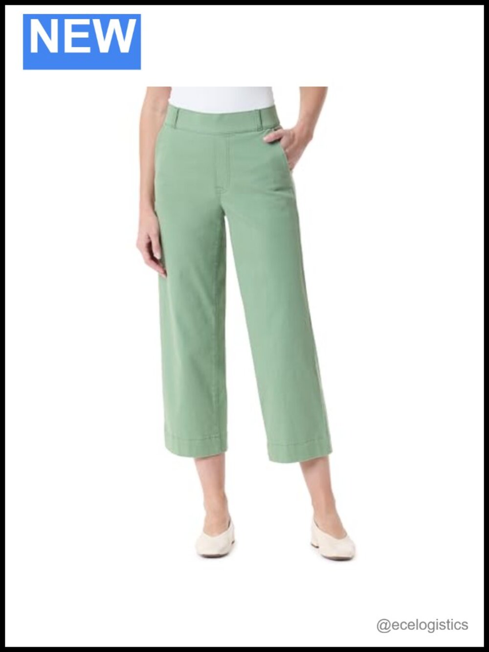 High Rise Wide Leg Crop Jeans, Pull-On Tummy Control, 26" Inseam
